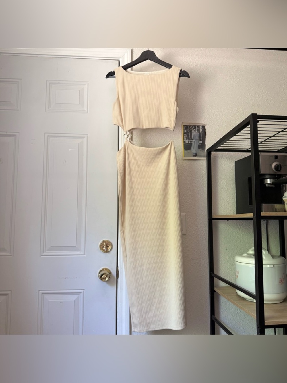 NYTK NOT YOURS TO KEEP cream ivory boat neck cutout sleeveless midi maxi dress